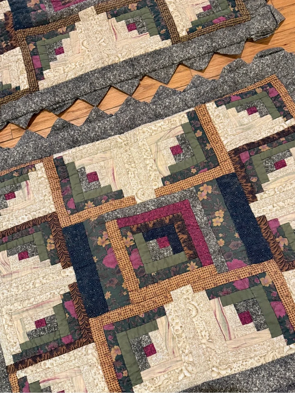 Donna Sharp 2007 Log Cabin Quilted Pillow Sham Set prarie country cottage